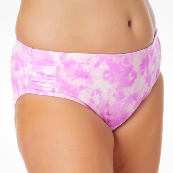 California Waves Women's Plus Size Pink Tie-Dyed Swim Bottoms - 2X (20) Pink NEW - Picture 10 of 14